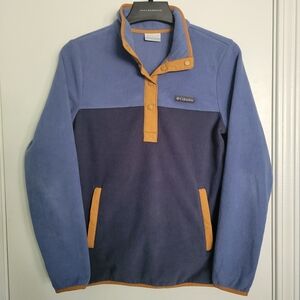 Columbia Blue Color Block 1/4 Snap Fleece Pullover Women's Size Small Pockets